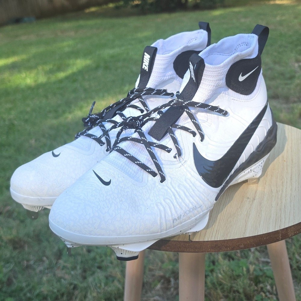 Nike Alpha Huarache Elite 3 Mid White Black Baseball Cleats Men US 14 CK0696-101